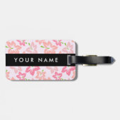 Rosa Hibiskus, rosa Blume, Ihr Name Gepäckanhänger (Rückseite horizontal)