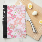 Rosa Hibiskus, rosa Blume, Ihr Name Geschirrtuch (Viertel Falte)