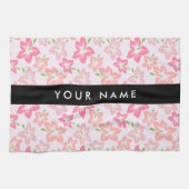 Rosa Hibiskus, rosa Blume, Ihr Name Geschirrtuch (Horizontal)