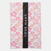 Rosa Hibiskus, rosa Blume, Ihr Name Geschirrtuch (Vertikal)