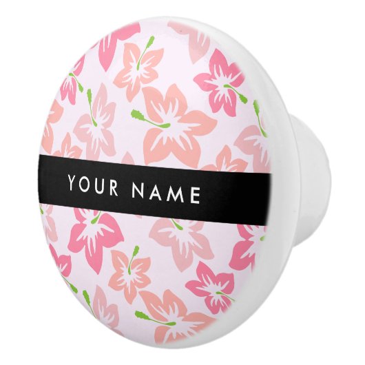 Rosa Hibiskus, rosa Blume, Ihr Name Keramikknauf (Rechts)