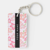 Rosa Hibiskus, rosa Blume, Ihr Name Schlüsselanhänger (Rückseite)