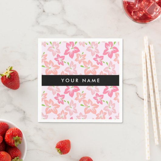 Rosa Hibiskus, rosa Blume, Ihr Name Serviette (Beispiel)
