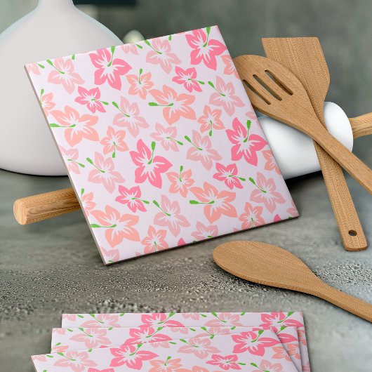 Rosa Hibiskus, rosa Blume, Muster von Blume Fliese