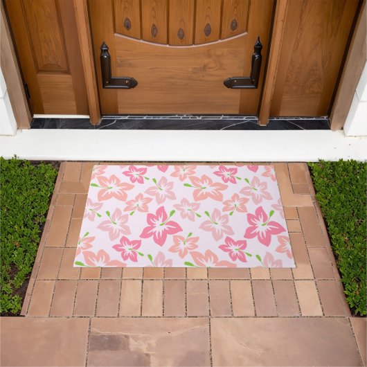 Rosa Hibiskus, rosa Blume, Muster von Blume Fußmatte (Außenbereich)