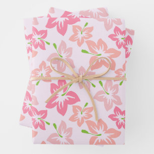 Rosa Hibiskus, rosa Blume, Muster von Blume Geschenkpapier Set