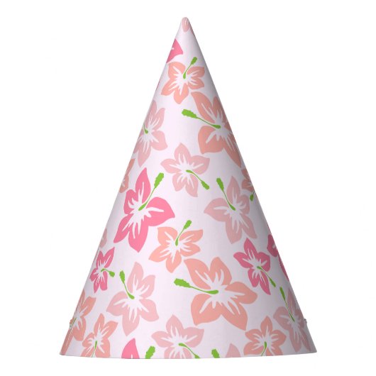 Rosa Hibiskus, rosa Blume, Muster von Blume Partyhütchen (Vorderseite)