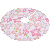 Rosa Hibiskus, rosa Blume, Muster von Blume Polyester Weihnachtsbaumdecke (Schrägansicht)