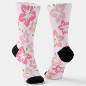 Rosa Hibiskus, rosa Blume, Muster von Blume Socken (Gewinkelt)