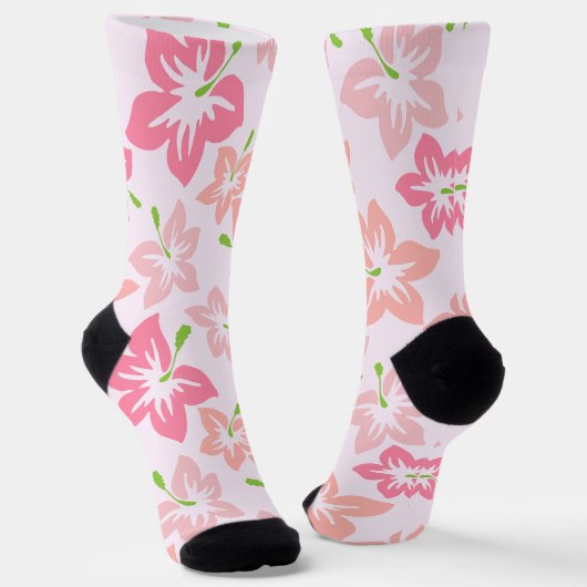 Rosa Hibiskus, rosa Blume, Muster von Blume Socken (Gewinkelt)