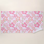 Rosa Hibiskus, rosa Blume, Muster von Blume Strandtuch (Vorderseite)