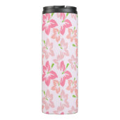 Rosa Hibiskus, rosa Blume, Muster von Blume Thermosbecher (Rückseite)