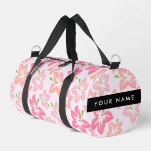 Rosa Hibiskus, rosa Blüten, Ihr Name Duffle Bag
