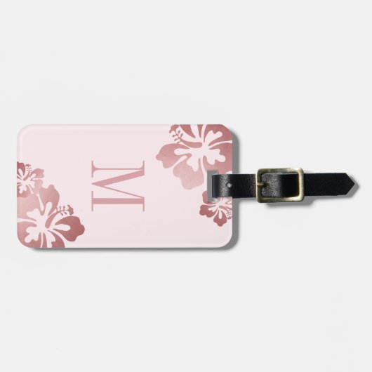 Rosa Hibiskus Rose Gold Gepäckausweis Gepäckanhänger (Vorderseite horizontal)