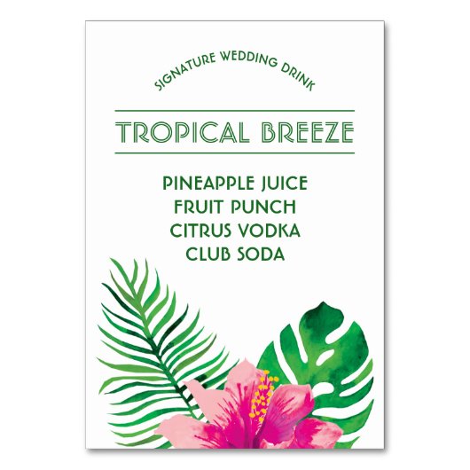 Rosa Hibiskus Signature Drink Tischnummer (Vorderseite)