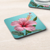 Rosa Hibiskus strahlende Eleganz Getränkeuntersetzer (Linke Seite)