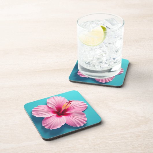Rosa Hibiskus strahlende Eleganz Getränkeuntersetzer (Rechte Seite)