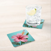 Rosa Hibiskus strahlende Eleganz Rechteckiger Pappuntersetzer (Vor Ort)