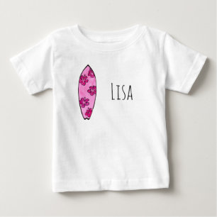 Rosa Hibiskus Surfboard mit benutzerdefinierbarem Baby T-shirt
