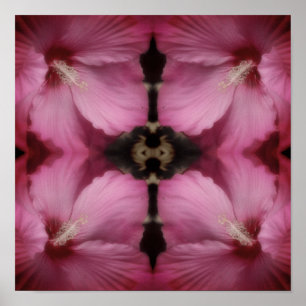Rosa Hibiskus Teilfarbe Abstract Vintage Poster