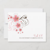 Rosa Hibiskus Tropical Beach Wedding RSVP Card Einladung (Vorderseite)