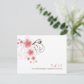 Rosa Hibiskus Tropical Beach Wedding RSVP Card Einladung (Stehend Vorderseite)