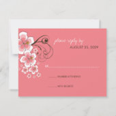 Rosa Hibiskus Tropical Beach Wedding RSVP Card Einladung (Rückseite)