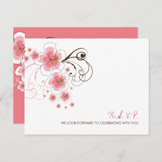 Rosa Hibiskus Tropical Beach Wedding RSVP Card Einladung