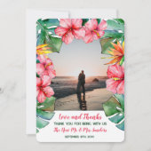Rosa Hibiskus Tropical Foto Hochzeit Vielen Dank Dankeskarte (Vorderseite)