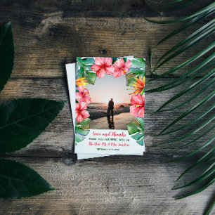 Rosa Hibiskus Tropical Foto Hochzeit Vielen Dank Dankeskarte