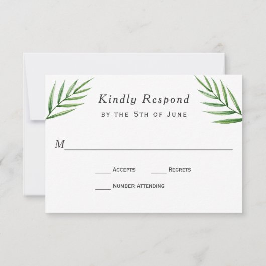 Rosa Hibiskus Tropical Wedding RSVP (Rückseite)