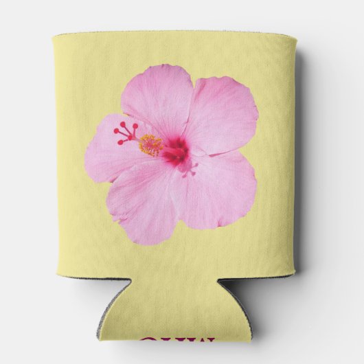 Rosa Hibiskus Tropische Blume Dosenkühler (Rückseite)