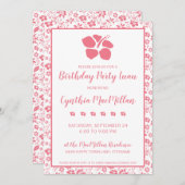 Rosa Hibiskus Tropische Blume Geburtstag Einladung (Vorne/Hinten)