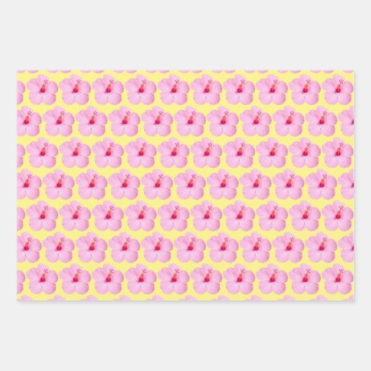 Rosa Hibiskus Tropische Blume Geschenkpapier Set (Vorderseite 3)