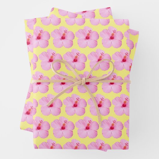 Rosa Hibiskus Tropische Blume Geschenkpapier Set (Beispiel)