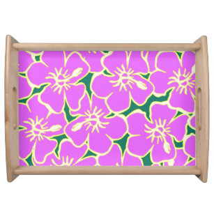 Rosa Hibiskus Tropische Blume Hawaiian Luau Party Tablett