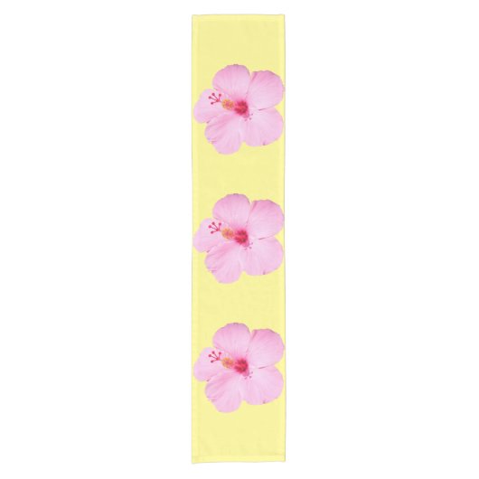 Rosa Hibiskus Tropische Blume Kurzer Tischläufer (Vorderseite)