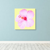 Rosa Hibiskus Tropische Blume Leinwanddruck (Insitu (Holzboden))