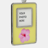 Rosa Hibiskus Tropische Blume Rahmen-Ornament Silber (Rechts)