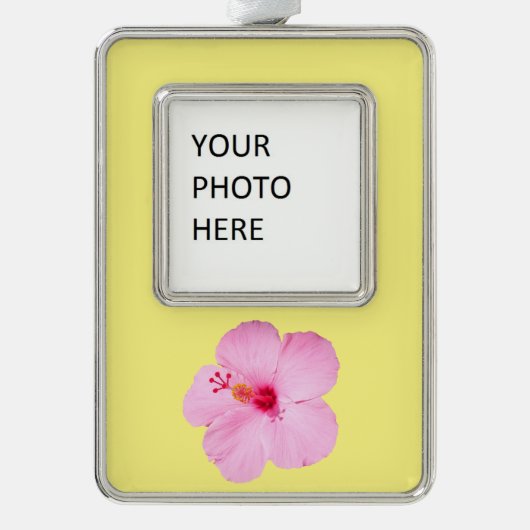 Rosa Hibiskus Tropische Blume Rahmen-Ornament Silber (Vorderseite)