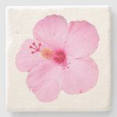 Rosa Hibiskus Tropische Blume Steinuntersetzer (Vorderseite)