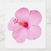 Rosa Hibiskus Tropische Blume Weinetikett (Einzelnes Label)