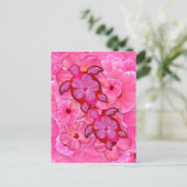 Rosa Hibiskus und Honu-Schildkröten Postkarte (Stehend Vorderseite)