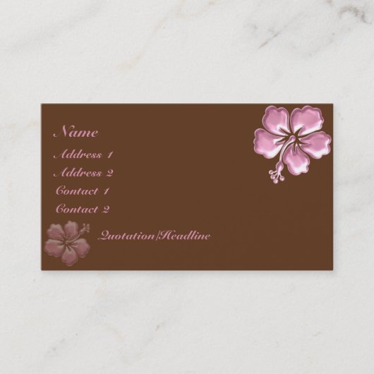 Rosa Hibiskus und Schokolade KRW elegant Visitenkarte (Vorderseite)