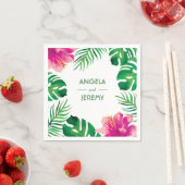 Rosa Hibiskus und tropische Blätter Hochzeit 2 Serviette (Beispiel)