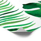 Rosa Hibiskus und tropische Blätter Hochzeit Poster (Ecke)