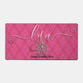 Rosa Hibiskus Wavy Tartan-LGA-Logo in Sangria Schreibtischunterlage (Vorderseite)