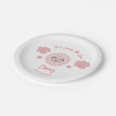 Rosa hier kommt die Sonne, die Sonnendusche der Mä Pappteller (Schrägansicht)