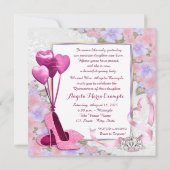 Rosa High Heel Shoel Foto Quinceanera Einladung (Rückseite)