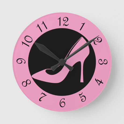 Rosa High Heel Shoel Retro Round Clock Runde Wanduhr (Vorderseite)